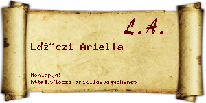 Lóczi Ariella névjegykártya
